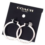 画像: 【COACH】コーチ ピアス プレーテッドブラス ロゴ フープ ループ リング ブリッジ ピアス イアリング シルバー〔日本未発売〕