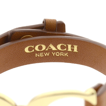 画像: 【COACH】コーチ レザー ブレス ロゴ バングル ブレスレット ジュエリー ブリックレッド〔日本未発売〕