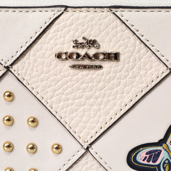 画像: 【COACH】コーチ レザー パッチワーク ワッペン アコーディオン ジップ 長財布 チャーク（日本未発売）