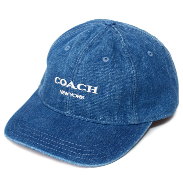 画像1: 【COACH】コーチ コットン デニム シグネチャー ベースボール ハット ワンポイント ロゴ キャップ 帽子 デニム〔日本未発売〕 (1)