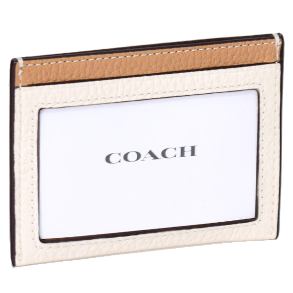 COACH】コーチ ぺブルレザー カラーブロック ロゴ スリム ID