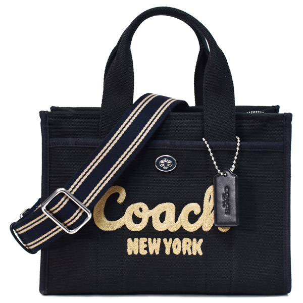 画像1: 【COACH】コーチ バッグ キャンバス トート 刺繡 カーゴ 26 ロゴ 2WAY クロスボディ ショルダー ハンドバッグ キャンバストート ブラック（日本未発売） (1)